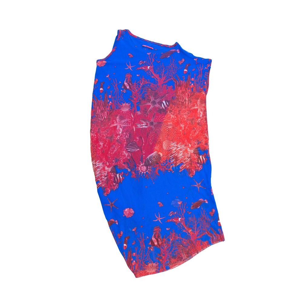 Jean Paul Gaultier Soleil Y2K Coral Fish Mesh Maxi Dress S Underwater Print - Picture 4 of 10